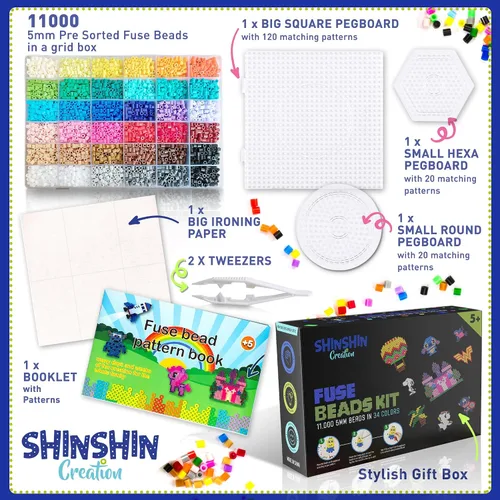 Miniatura 3 de Kit XL de cuentas de fusible, cuentas de fusión para manualidades infantiles Kit de planchado para niños - Cuentas de fusible, compatibles