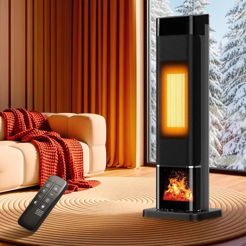 Uthfy Calentador de espacio, calentador de cerámica PTC, calentador eléctrico de 1500 W con termostato, oscilación de 90°, calentadores portátiles