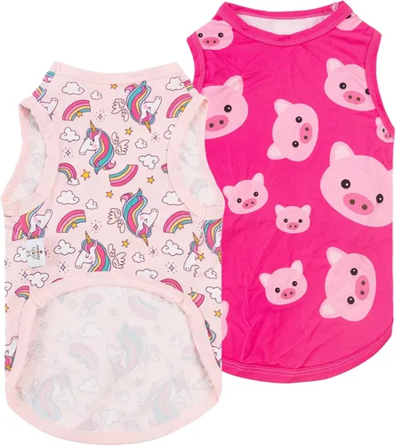 Miniatura 12 de CuteBone Camisas de Halloween para perros, paquete de 2, ropa suave para mascotas, chaleco de verano transpirable para cachorros pequeños y ropa