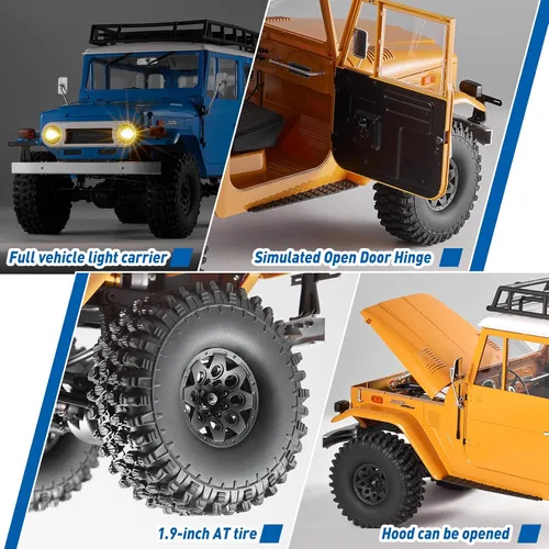 Miniatura 4 de EAZYRC X FMS 1/10 Toyota Land Cruiser FJ40 RS con camión RC con licencia azul, todo terreno impermeable 4WD 35T 550 Motor RC Crawler para adultos