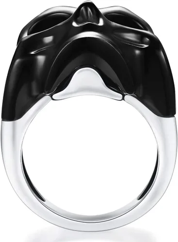 Miniatura 4 de Skullis Anillo de calavera con gema distintiva, calavera de cristal tallada de obsidiana negra y joyería de plata de ley 925