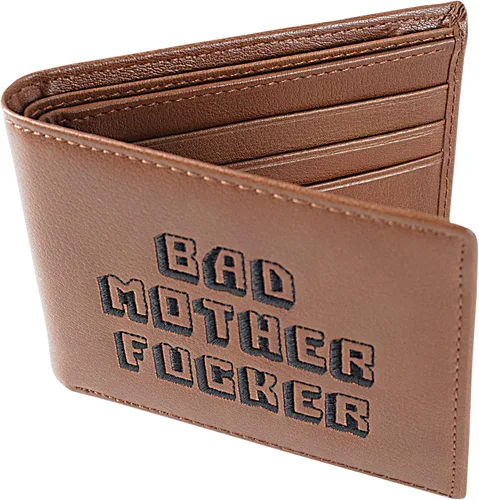 Miniatura 3 de Cartera plegable de cuero marrón para hombre con frase de Pulp Fiction Men's Bad Mother