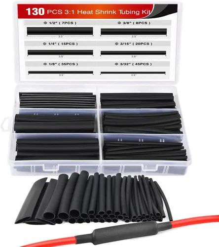 Nilight 130 piezas kit de tubos termorretráctiles 3:1, tubo de manga adhesiva de doble pared, tubo para envoltura de cables y alambres eléctricos,