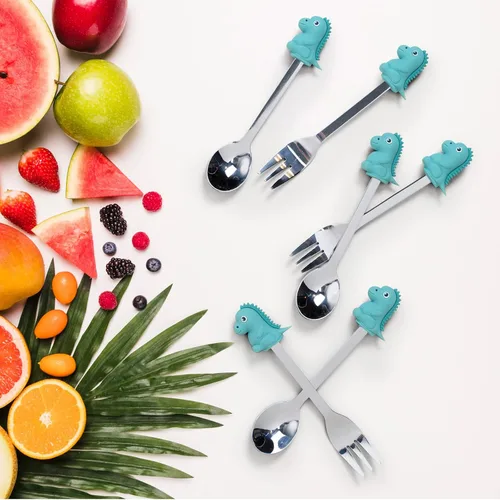 Miniatura 3 de Tenedores de cóctel, 6 tenedores de aperitivos, mariposas, tenedores pequeños de acero inoxidable y silicona para frutas, queso, aperitivos