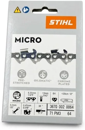 Cadena para motosierra STIHL Oilomatic 71PM3-64 de 12" 3670-005-0064