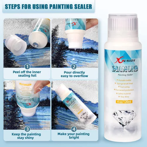 Miniatura 3 de Sellador de pintura de diamantes, paquete de 2 unidades de 240ML, sellador de pegamento para pintura de diamantes 5D, efecto permanente de sujeción
