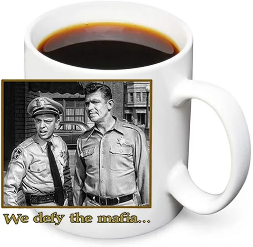 Miniatura 17 de Brotherhood Mayberry Mt Airy Sheriff Aunt Bea's Pickles Oregon Nueva Escocia Wally's Service Andy Griffith - Tazas de café de cerámica blanca de 11