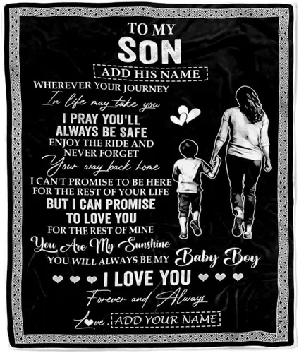 Miniatura 31 de Manta Personalizada "To My Son" de Mamá y Papá Regalos para Hijo que Va a la Universidad Cumpleaños Graduación Navidad Regalo Personalizado Manta
