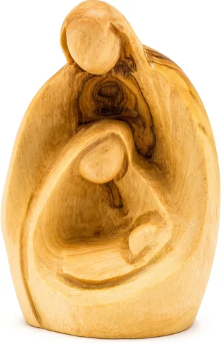 Zuluf HOF027 - Figura de madera de olivo de 3.1 pulgadas, pequeña Natividad tallada a mano de José, Virgen María y Niño Jesús, inauguración de casa