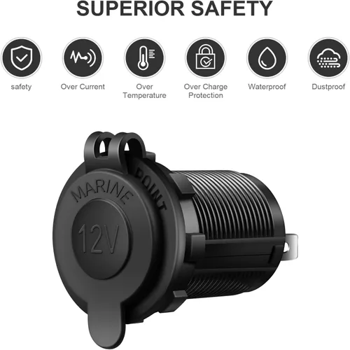 Miniatura 5 de MXRS - Enchufe para encendedor de cigarrillos de 12 V, para coche, motocicleta, todoterreno, RV, toma de corriente, enchufe impermeable, 3