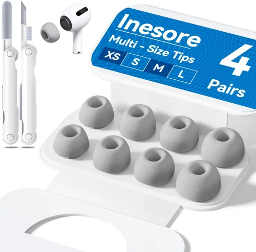 Miniatura 19 de 4 pares de almohadillas transparentes de repuesto para AirPods Pro de 2ª/1ª generación con caja de almacenamiento portátil y bolígrafo limpiador