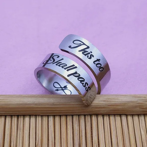 Miniatura 17 de HOFOYA Anillos inspiradores ajustables de acero inoxidable, anillos de grabado, joyería motivacional, graduación, San Valentín, regalos