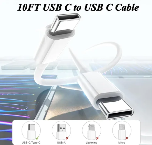 Miniatura 5 de Cargador rápido para iPad, paquete de 2 bloques de carga adaptadores de enchufe de pared USB C y cable USB C a C de 3m para iPad Pro 13 (M4)/iPad