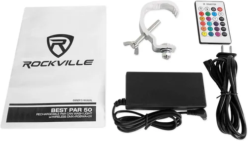 Miniatura 9 de Rockville Best PAR 50 - Par recargable de 24 W, DMX inalámbrico, 6 en 1 RGBWA+LED UV, batería de 4400 mAh, para DJs e iluminación de eventos, 6