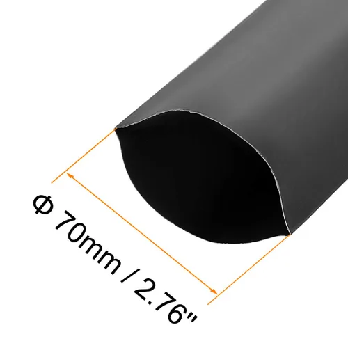 Miniatura 2 de uxcell - Tubo termorretráctil, 70 mm de diámetro, 113 mm de ancho plano, tubo retráctil a una tasa de 2:1, funda para cables de 1 m - Negro