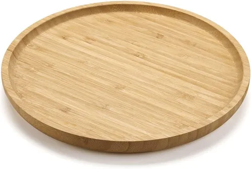 Miniatura 6 de XIMISISE Bandeja redonda de bambú, Bandeja de servir de madera, Plato de madera, Tabla de charcutería de madera, Bandeja decorativa para la mesa