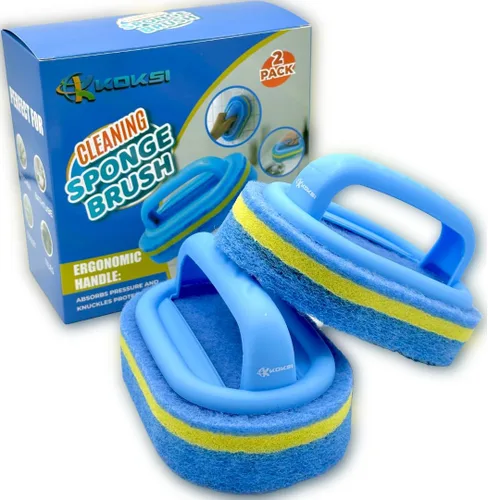 Miniatura 6 de KOKSI Cepillo de limpieza para baño, cocina, bañera, limpiador de inodoro, esponja de ducha multiusos, cepillo para fregar con mango ergonómico