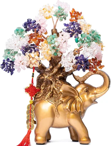 Miniatura 8 de Árbol de Dinero de Cristal de Amatista GEMBOURY en Estatua de Elefante Dorado, Bonsái Grande de 43 cm de Árbol de la Vida, Regalo de Decoración