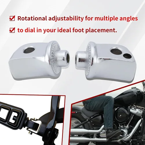 Miniatura 3 de Adaptador de clavija de pasajero estriado para estriberas delanteras/traseras y tablas de suelo para modelos Harley Softail 2018-2023, cromado