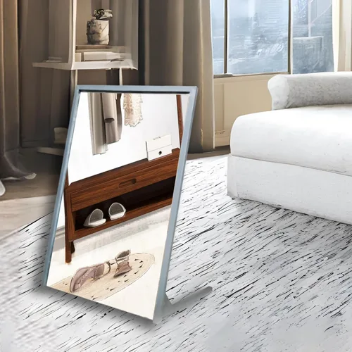 Miniatura 4 de FixtureDisplays 11.4 x 15.2 x 8.5 Zapato de montaje Espejo de vidrio Marco de acero Tienda al por menor del hogar Tatuaje Terapia 15588-NPF