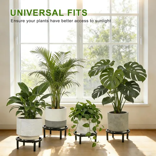 Miniatura 7 de Soporte de metal para plantas para interiores y exteriores, elevador de plantas resistente, soporte resistente para macetas bajo, soportes