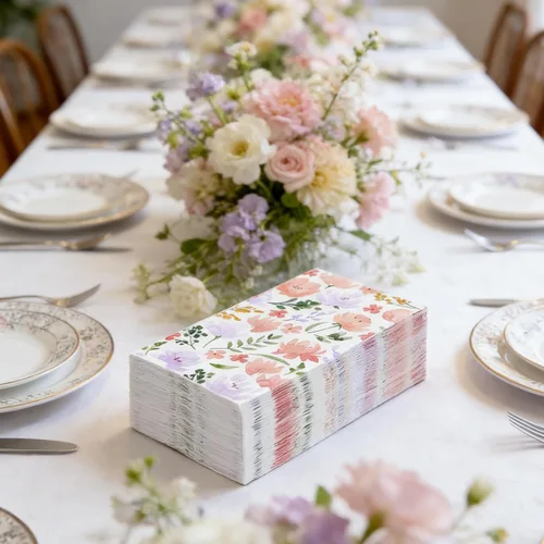 Miniatura 5 de JarThenaAMCS 100 servilletas de papel floral desechables para baño, acuarela, hojas de flores silvestres, toalla de mano, servilletas de cena