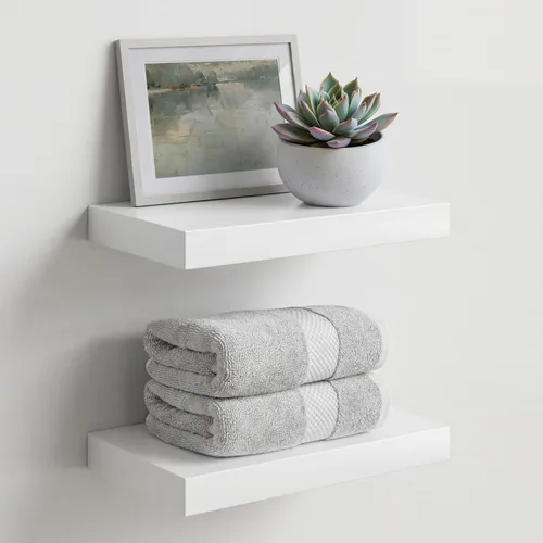 Miniatura 75 de Homeforia Estante flotante blanco de 48 pulgadas, estantes flotantes de madera maciza de alta gama de 48 pulgadas de largo para montaje en pared