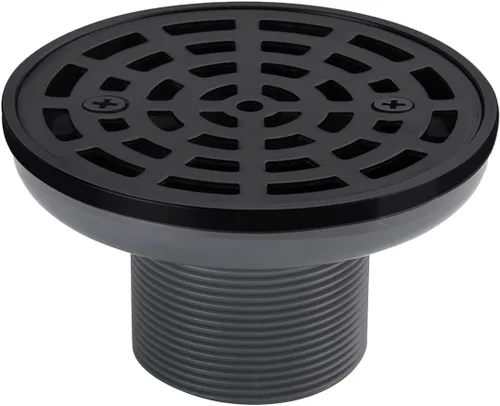 Miniatura 6 de Desagüe de ducha redondo de 4 1/4 pulgadas, color negro, tornillos de rejilla extraíbles en tapa de drenaje, base con kit de brida de drenaje Negro