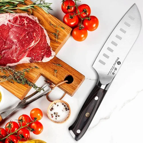 Miniatura 2 de imarku Santoku Cuchillo de chef de 5 pulgadas, cuchillo asiático ultra afilado, cuchillo de chef japonés, acero inoxidable japonés SUS440A, mango