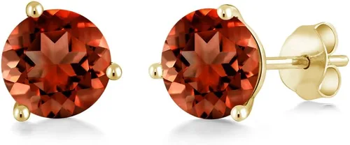 Miniatura 46 de Gem Stone King Aretes de oro de 14 quilates, 0.236 in, piedra natal redonda, Martini, 3 puntas, aretes de oro para mujer