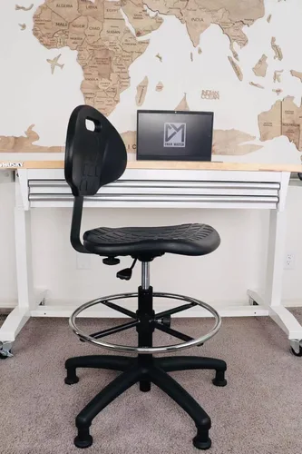 Miniatura 2 de (Taburete de banco alto, deslizadores no enrollables, fáciles de limpiar! Taburete ergonómico de dibujo de poliuretano. Rango de altura del asiento