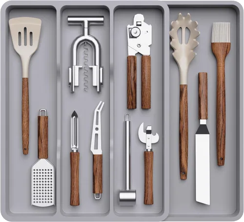 Miniatura 17 de Lifewit Organizador de Cajón para Cubiertos, Organizador Expandible de Utensilios para Cajones de Cocina, Bandeja Ajustable para Cubiertos y Menaje