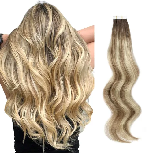 Miniatura 24 de ABH AMAZINGBEAUTY HAIR Extensiones de cinta de cabello humano Remy real, Remi, extensiones de cabello negro con pegamento en trama de piel