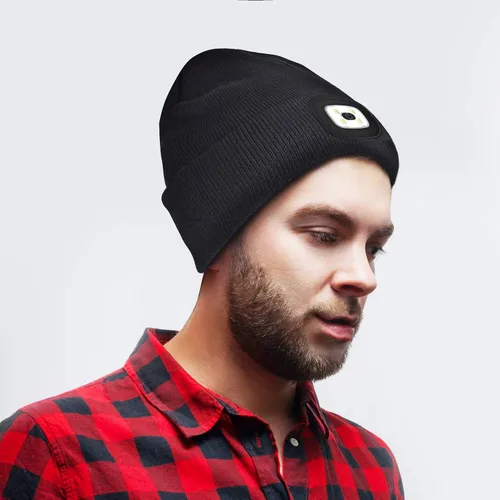 Miniatura 2 de PRAVETTE - Gorro de punto con luz LED, recargable, con USB, para hombre, mujer
