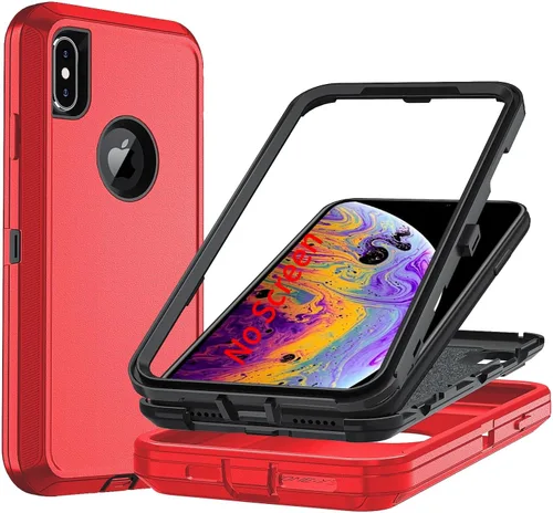 Miniatura 23 de Funda para iPhone X/i Phone Xs, 3 capas duradera funda de teléfono resistente protección para teléfono, a prueba de golpes a prueba de caídas a Negro