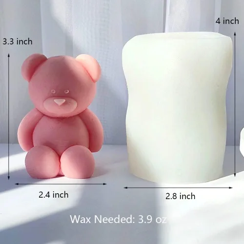 Miniatura 2 de Paquete de 2 moldes para velas de osos sentados, lindos moldes de silicona de oso para resina de cera, velas de animales, moldes de jabón hechos a