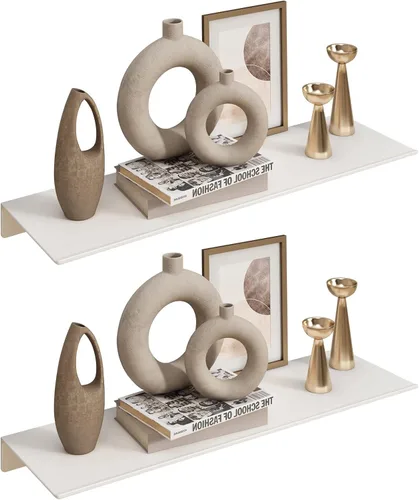 Miniatura 15 de JOOM Estante de pared de metal, flotante, 12" negro, pequeño, estantes de exhibición para almacenamiento (negro, 12 pulgadas)