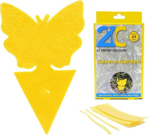 Trampas adhesivas amarillas para moscas (paquete de 25) para mosquitos, moscas blancas, mosquitos y pulgones, insectos pequeños, tramperos de