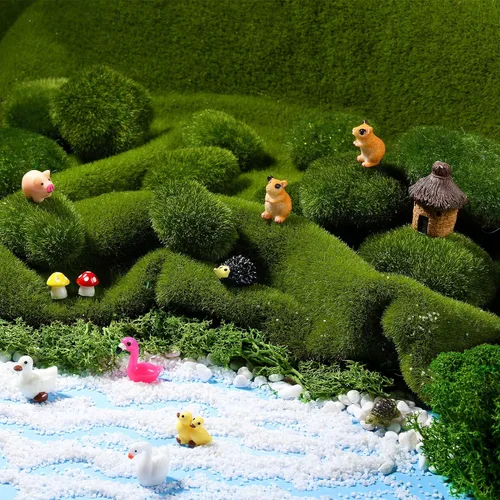 Miniatura 4 de Chuangdi 80 unidades de piedras artificiales de musgo de varios tamaños, decorativas de imitación verdes, bolas de musgo verde, decoración