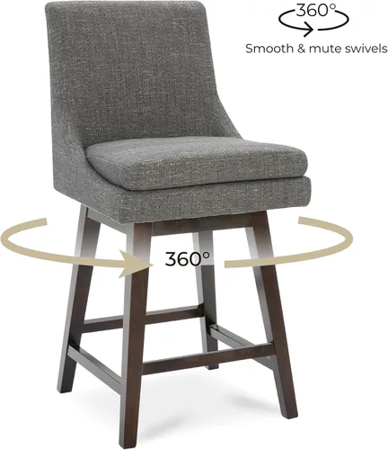 Miniatura 4 de CHITA Taburete de bar giratorio de altura de mostrador, taburete de bar tapizado, altura del asiento de 26.8 pulgadas de alto, tela en niebla