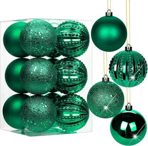 Miniatura 41 de Adornos de bolas de Navidad negras de 2.36 pulgadas, 25 piezas inastillables, set de adornos de Navidad, bolas de Halloween, adorno negro para árbol