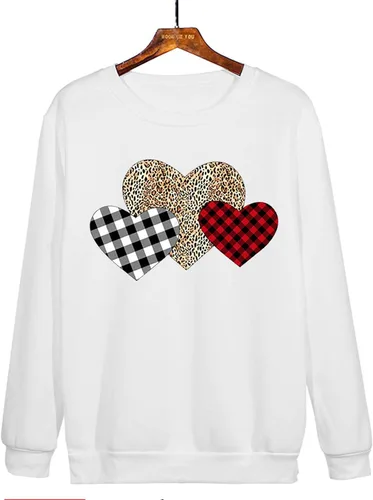 Miniatura 63 de Sudadera de manga larga con estampado de leopardo y corazón para mujer, para el día de San Valentín, sin botones, para niñas, regalos