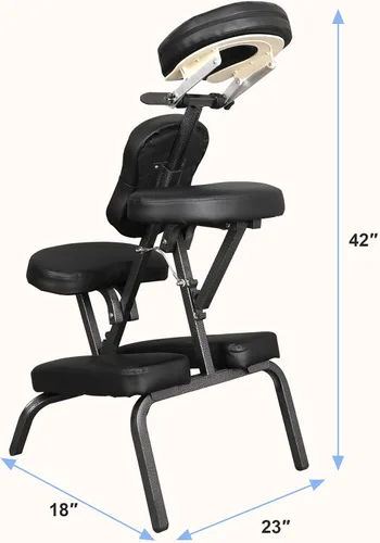 Miniatura 3 de LEMY Silla de masaje portátil, silla plegable de tatuaje con base facial para spa, terapia, salón de belleza, negro