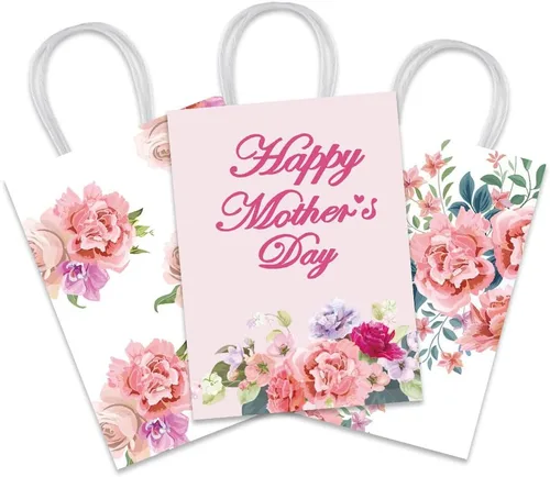 Miniatura 3 de Partico Bolsas de regalo para el día de la madre, bolsa de regalo de clavel rosa con asa para la mejor decoración de fiesta temática de mamá