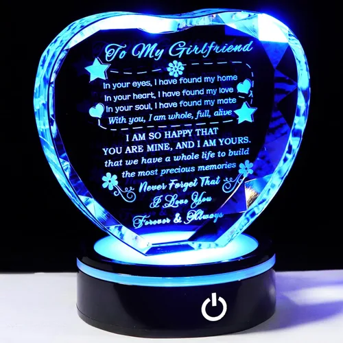 Miniatura 12 de YWHL Regalos de cumpleaños para hermanas con base LED colorida de corazón de cristal para mi hermana, regalo significativo para hermanas en Navidad