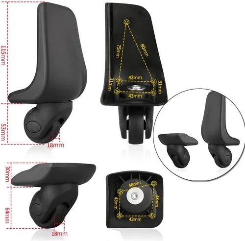 Miniatura 5 de FSFY Par Ruedas Traseras Maleta Reemplazo Maleta Rueda Giratoria 360 Spinner W001