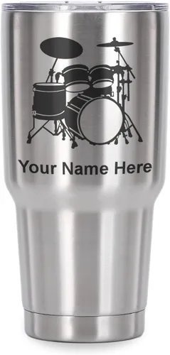 Miniatura 22 de LaserGram Vaso aislado al vacío de 20 onzas, juego de batería, grabado personalizado incluido (negro)