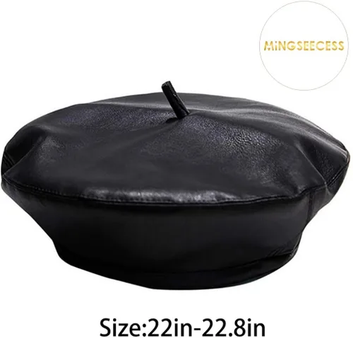 Miniatura 6 de MINGSEECESS Gorro casual de piel sintética para mujer