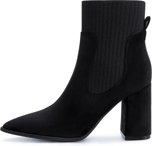 Miniatura 2 de Athlefit Botas de tobillo con punta puntiaguda para mujer con tacón alto y elástico