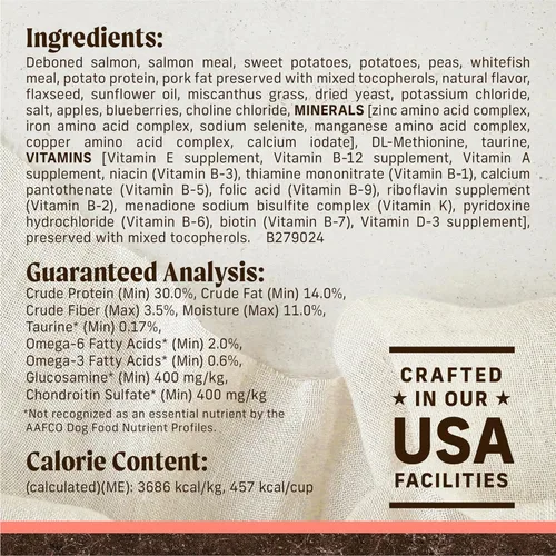 Miniatura 4 de Merrick Alimento seco para perros adultos sin cereales de primera calidad, saludable y natural, croquetas con salmón real y batata, bolsa de 4.0